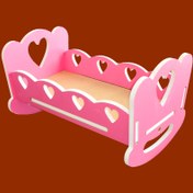 تصویر تخت و گهواره عروسک چوبی سایز ۳۰ 