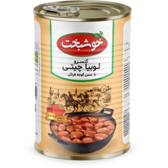 تصویر کنسرو لوبیا چیتی با سس گوجه فرنگی خوشبخت وزن ۳۸۰ گرم 