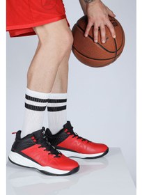 تصویر کفش‌ ورزشی بسکتبال مردانه قرمز و مشکی مدل 28652 برند jump 28652 Red - Black Men's Basketball Sports Shoes