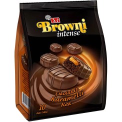 تصویر مینی کیک براونی اینتنس اتی Eti Browni Intense با مغز کرم کارامل و شکلات بسته 10 عددی 