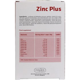 تصویر کپسول ژلاتینی نرم زینک پلاس فلکسان فیشر 60 عدد Zinc Plus Flexan 60 capsules