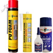 تصویر پک 3 عددی دوپلی کالر: فوم پلی اورتان + چسب سیلیکون + اسپری چسب 123 400 میلی لیتر Polyurethane Foam + Silicone Sealant + 123 Spray Adhesive