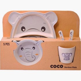 تصویر ست غذا خوری پنج تیکه کودک بامبو 