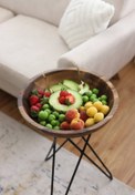 تصویر سینی میوه چوبی پایه‌دار 
