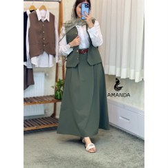 تصویر ست اقتصادی سه تیکه موکا (شومیز دامن جلیقه) 