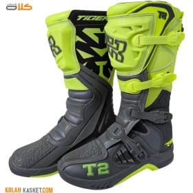 تصویر بوت موتور سواری کراسی T2 تایگر رنگ طوسی فسفری Crossy T2 Tiger Motorcycle Boots, Phosphor Grey