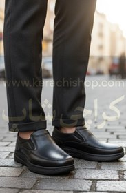 تصویر کفش مردانه چرم مدل پرفکس سایز ۴۰ تا ۴۵ رنگ مشکی 