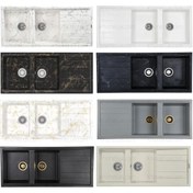 تصویر سینک گرانیتی سفید رگه دار سوپر فانتزی وارداتی آلمانی سایز 115 در 50 سانت توکار - لگن راست / زرد kiara german matterial granite sink