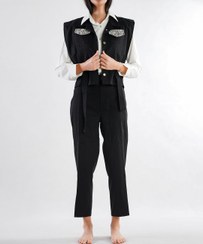 تصویر ست شومیز و شلوار و وست کتان با خرج کار قلمکار اصفهان 