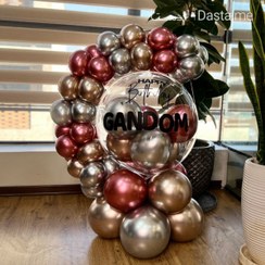 تصویر بوبو بالن تولد صورتی نقره ای 