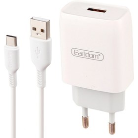 تصویر شارژر ارلدام مدل ES-197 همراه با کابل تایپ سی Earldom ES-197 USB Charger With Type-C Cable