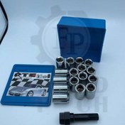 تصویر مهره چرخ آلنی ۱۲ گام ۱.۵ با ۱۶ عدد و آچار 