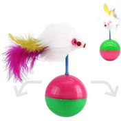 تصویر اسباب بازی گربه توپ تعادلی (Cat toy balance ball with mouse) با موش پر دار کد:1012 Cat toy balance ball with mouse