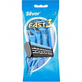 تصویر تیغ چند بار مصرف 3 لبه فست سیلور 4 عدد Silver fast3 3-Blade Men Disposable