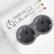 تصویر محافظ برق 2 خروجی مغز سرامیکی یخچال و فریزر صنعتی 16 آمپر با کابل 2 متری امگا 