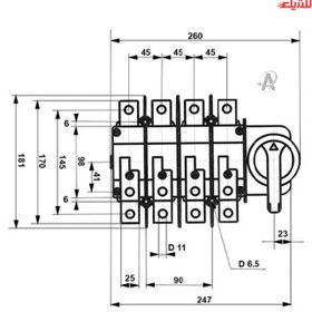 تصویر کلید گردان 4 پل دوطرفه 200 آمپر قابل قطع زیر بار کاوه 