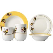 تصویر سرویس غذاخوری 5 پارچه کودک چینی زرین ایران مدل ایتالیا اف بامبل بی با لیوان درجه عالی 