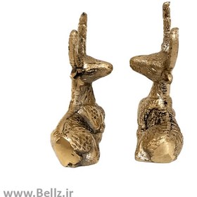 تصویر مجسمه برنزی طرح گوزن جفت کد 020030047 مجموعه 2 عددی Bronze statue of a pair of deer, code 020030047, 2-digit set