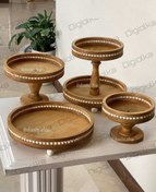 تصویر ست پذیرایی چوبی مهره دار پایه خراطی 