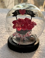 تصویر گوی شیشه‌ای باکس رز صورتی 