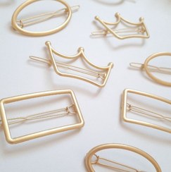 تصویر گیره مو مجلسی فلزی چفتی رنگ ثابت طلایی 