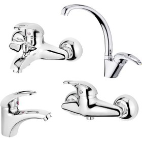 تصویر ست شیرآلات کاویان مدل آروشا سفید Kavian faucet set Arusha model