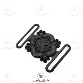 تصویر سگک جفتی مشکی طرح گل 