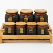 تصویر ست 7 پارچه پاسماوری درب بامبو ریور RIVER مشکی مدل 1003B 