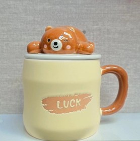 تصویر ماگ سرامیکی دردار حیوانات خوابیده - خرس خوابیده 