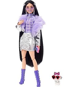 تصویر عروسک باربی اکسترا - پالتو پشمی بنفش و چکمه‌های بنفش برند barbie Barbie Extra Doll - Purple Fur Purple Boots