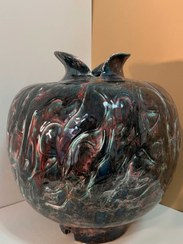 تصویر گلدان دکوراتیو سفالی نقش برجسته 