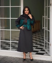 تصویر لباس ست برای شب یلدا کت +سارافون +کمربند زنانه مدل نارون جنس پرشیا وتافته فری سایز38تا46 