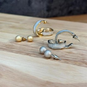 تصویر ست گوشواره دو عددی میخی ترند 