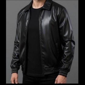 تصویر کاپشن چرم براق 