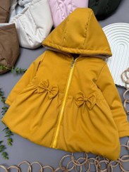 تصویر کاپشن دخترانه پاپیون‌دار گرم و نقلی | مناسب 1 تا 5 سال شیک و جذاب کاپشن پاپیون دار دخترانه مناسب 1 تا 5 سال