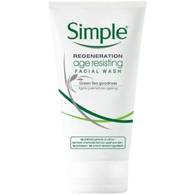 تصویر ژل شستشو ضدپیری چای سبز 150 میل سیمپل Simple Regeneration Age Resisting Facial Wash 150 ml