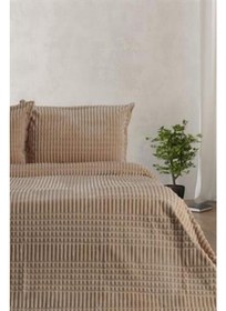 تصویر ست پتو دوتکه مدرن لاین رنگ موکا برند merinos Modern Line 3 Piece Double Blanket Set Mocha