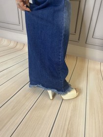 تصویر شلوار جین شافل فول بگ سایز ۳۶ تا ۴۴ رنگ آبی 