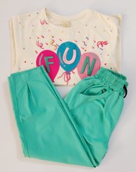 تصویر تیشرت و شلوار دخترانه طرح بادکنکی 