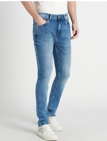 تصویر شلوار جین کتان آبی روشن مردانه با فیت باریک - راحت و غیررسمی برند dennis lingo Men's Tapered Fit Light Blue Cotton Jeans - Casual and Comfortable