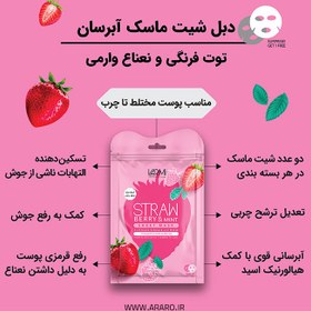 تصویر دبل شیت ماسک آبرسان توت فرنگی و نعناع وارمی Varmi Strawberry and Mint Double Sheet Mask