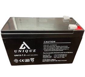 تصویر باتری 12ولت 7 آمپر یو پی اس یونیک unique ups 12 volt 7 amper battery