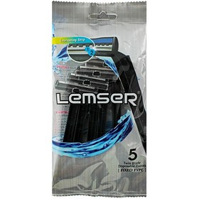 تصویر ژیلت دولبه صابون دار لمسر 5عددی Lemser Razors 2Blade 5pc