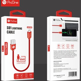 تصویر کابل تبدیل USB به لایتنینگ پرووان مدل S01 طول 0.20 متر مشکی کابل تبدیل