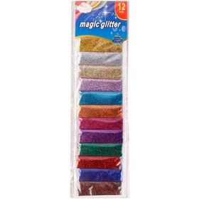 تصویر پودر اکلیل رنگی Magic Glitter بسته 12 عددی Colored Wreath Magic Glitter Pack Of 12