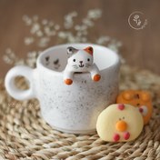 تصویر ماگ نیم‌لیوان سرامیکی گربه (کد L124) 