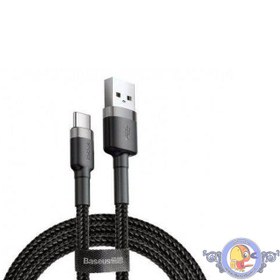 تصویر کابل تبدیل USB به USB-C باسئوس مدل CATKLF-CG1 Cafule طول 2 متر اصلی Baseus cafule Cable USB For Type-C 2A 2M Gray+Black CATKLF-CG1