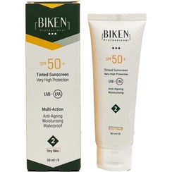 تصویر کرم ضد آفتاب 2 نچرال بژ تم هلویی مناسب پوست خشک 50 میلی‌لیتر بیکن Biken Suncream SPF50 2 Dry Skin 