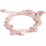 تصویر دستبند نخی صورتی آویز قلب اونتورین 