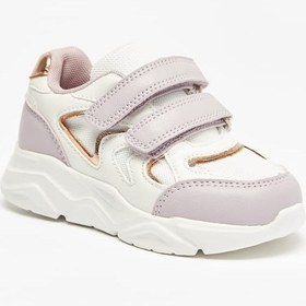 تصویر کفش ورزشی دخترانه با sole ضخیم و بند چسبی برند juniors Girls Panelled Chunky Sole Sneakers with Hook and Loop Closure